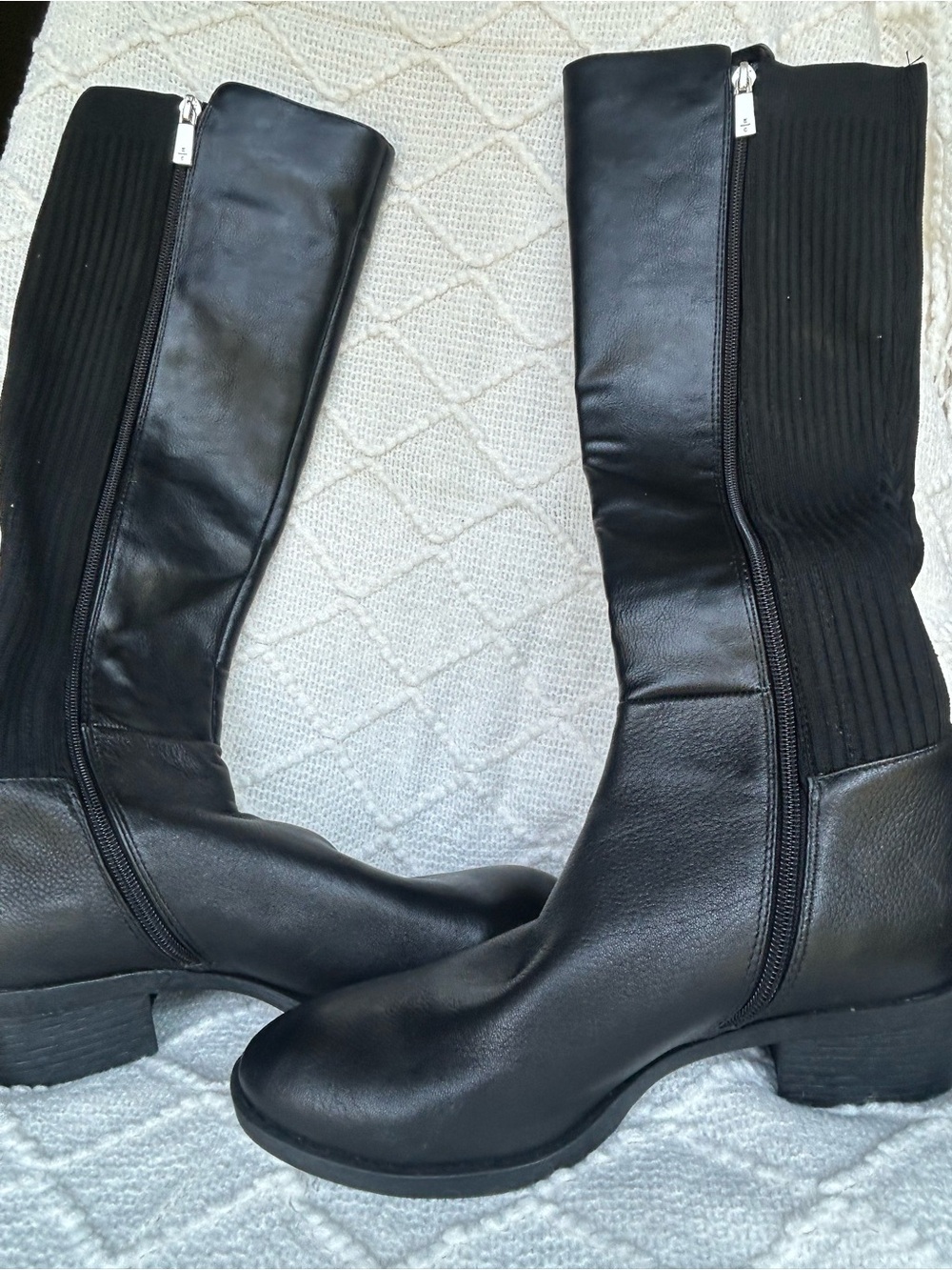 Kenneth Cole Black Over-the-Knee Stretch Panel Boots - Picture 2 of 5